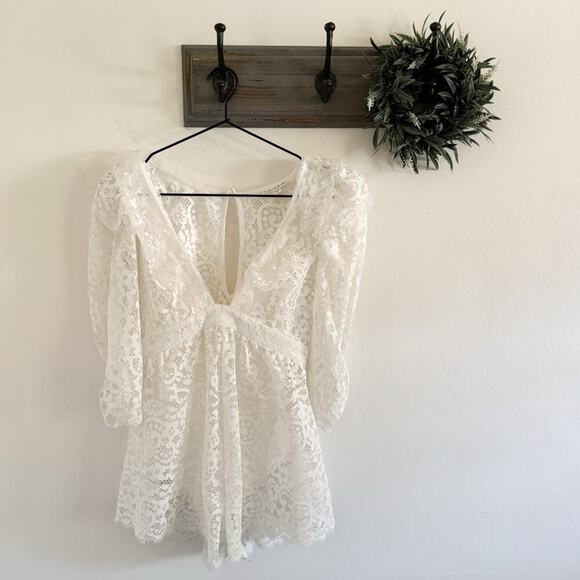 For Love And Lemons Pants - NEW For Love and Lemons White Santo Lace Romper XXS
